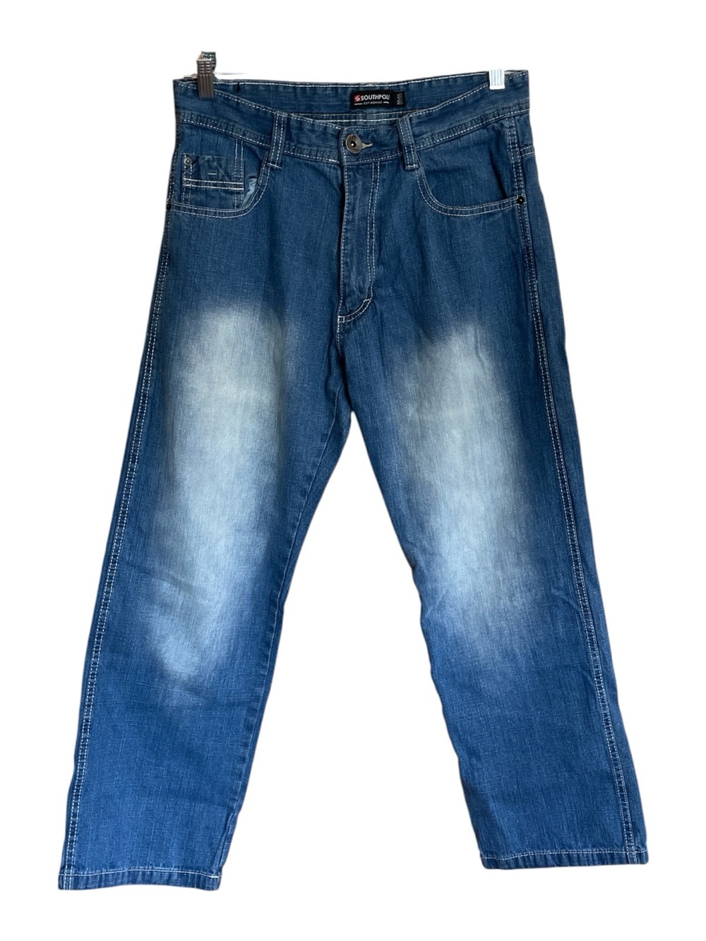 South Pole Men's Faded Blue Relaxed Jeans 32" W Retro Y2K Skater Style